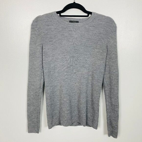 J. Crew Womens Size Small Gray Stretch Ribbed Merino Wool Sweater - Picture 1 of 7